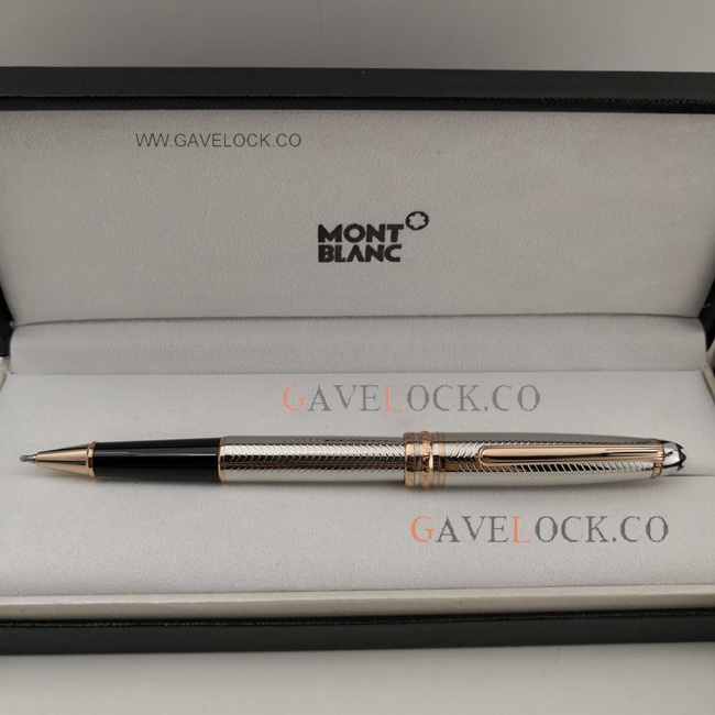 Replica Mont Blanc Pen Meisterstuck Silver and Gold Clip Rollerball
